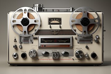 Obraz premium vintage tape recorder, on an isolated white background, Generative AI