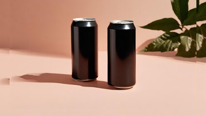Isolated Black Drink Can. Refreshing Cold Soda Beverage in Shiny Metallic Aluminum Container Generative Ai. Concept for Design