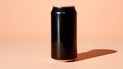 Isolated Black Drink Can. Refreshing Cold Soda Beverage in Shiny Metallic Aluminum Container Generative Ai. Concept for Design