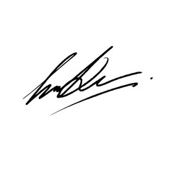 Letter I abstract signature idea for documents. Vector image with black writing and transparent background.