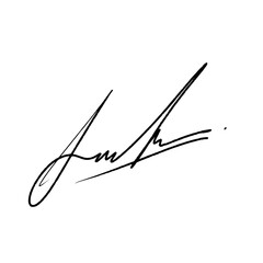 Letter I abstract signature idea for documents. Vector image with black writing and transparent background.