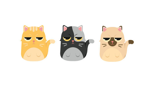 Vector cartoon cat characters collection emotion