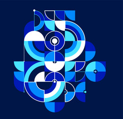 Abstract geometric pattern vector background over dark, network and digital data composition, engineering draft style pattern, tech style engine looks like shapes.