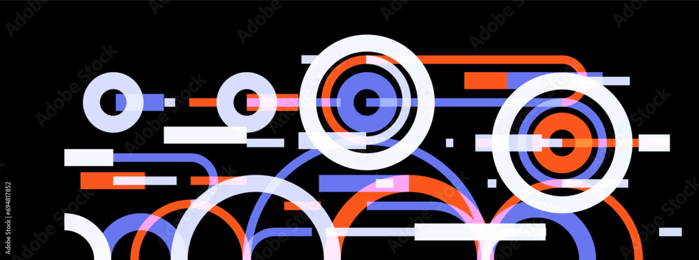 Poster abstract circles and lines vector background, geometric composition drawing technology plan, loop ci