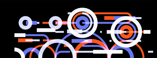 Obraz premium Abstract circles and lines vector background, geometric composition drawing technology plan, loop circular digital scheme.