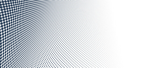 Dotted vector abstract background, light grey dots in perspective flow, dotty texture abstraction, big data technology image, cool backdrop. - obrazy, fototapety, plakaty
