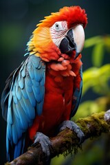 Obraz premium Colorful macaw in the Amazon rainforest, Generative AI