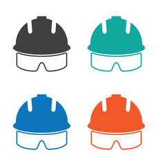 helmet and safety glasses