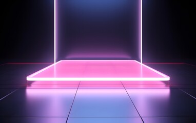 Obraz premium futuristic gaming esports pink neon glass display room