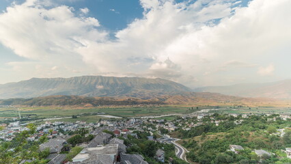 Panorama showing Gjirokastra city from the viewpoint of the fortress of the Ottoman castle of...
