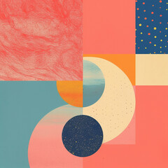 Lofi Geometry: Risography Collage in Vibrant Hues