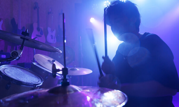 The band drummer performed on stage