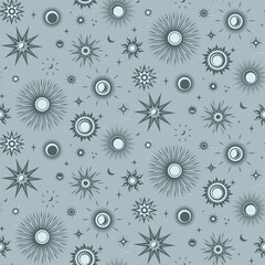 Star vintage seamless pattern on light background