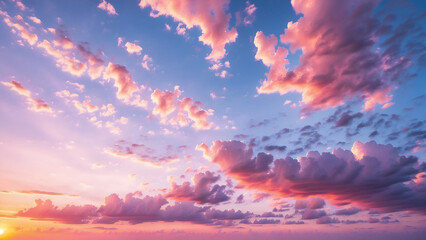 Naklejka na ściany i meble Sky at Sunset and Sunrise with Vibrant Clouds, Celestial Beauty