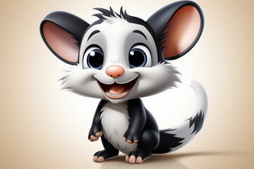 cartoon style of an opossum