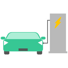 Electric car ev charging station, Eco friendly vehicle concept. Isolated flat illustration.