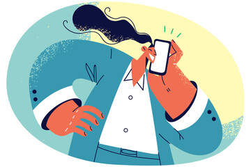 Smiling businesswoman talk on cellphone