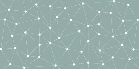 Geometric background with white dots joined by dashed lines, tracing triangular shapes. - obrazy, fototapety, plakaty