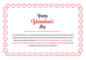 Lettering happy valentine's day with rose petals frame on white background, Vector illustration, Wallpaper, flyers, invitation, posters, banners.