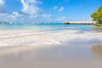 Fototapeta na wymiar Nature landscape view of beautiful tropical beach and sea in sunny day.