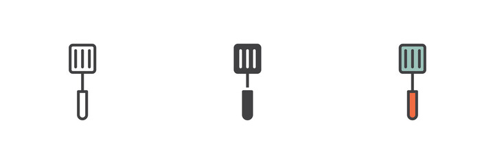 Kitchen spatula different style icon set