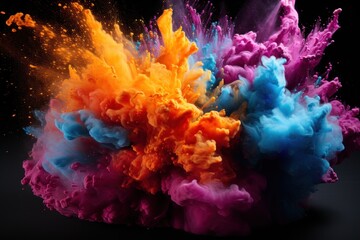Vibrant explosiveness frozen burst of holi colors, holi festival images hd