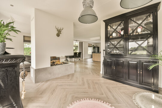 Interior of spacious contemporary bungalow