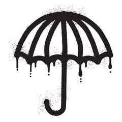 Umbrella graffiti with black spray paint