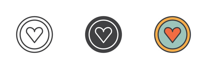Heart on a plate different style icon set