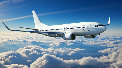 Fototapeta na wymiar Large Passenger Airplane in Sky Above The Clouds