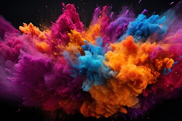 Rainbow blast holi colorful powder explosion, holi festival image download - obrazy, fototapety, plakaty