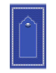 Muslim dark blue prayer rug. Islamic textile. Minimal designs.