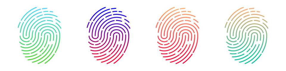 Set of vector fingerprints of different types. Personal identification. Fingerprints of different colors on an isolated background. Stock illustration EPS 10