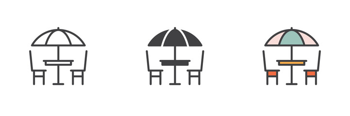 Street cafe table and chairs different style icon set © alekseyvanin