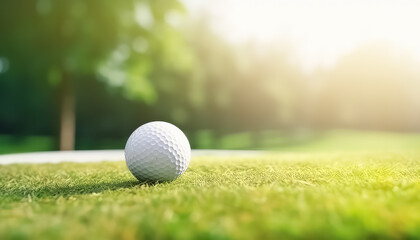 golf ball on the grass in summer