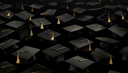 Black Graduation Hats Slide - obrazy, fototapety, plakaty