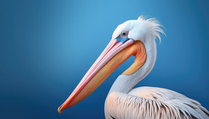 Fototapeta na wymiar A pelican with a long beak on the water