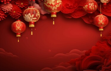 happy chinese new year wishing card and social media post background  