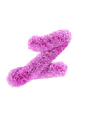 Pink Fur 3D render letter Z. Typography element isolated background