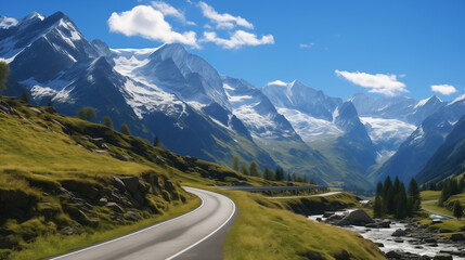 Mountain Serpentine Road In Swiss Alps