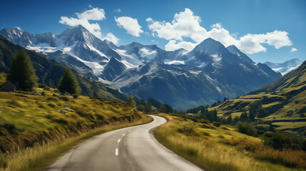 A Scenic Mountain Road In Alps
