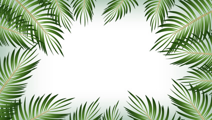 Fototapeta na wymiar 2D Realistic Palm Leaves On White Background