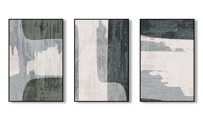 Set of three abstract geometric art paintings collection posters for wall decoration, wallpaper, posters, cards, murals, carpets, hanging paintings, prints
