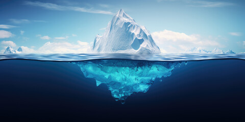 Fototapeta na wymiar Iceberg, global warming concept. Underwater view