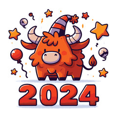 a cartoon character with a clock and other things in the background