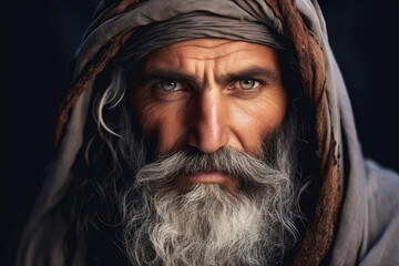 Generative AI image of a Wise Elderly Man with a Stern Gaze