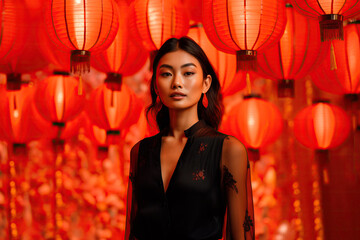 Asian woman in the Chinese New Year Celebration Created With Generative AI Technology