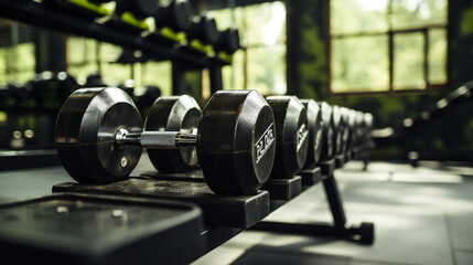 Close Up Of Black Heavy Dumbbells in a GYM