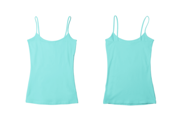 Blank Girl Light Aqua Tank Top Shirt Template Front and Back View