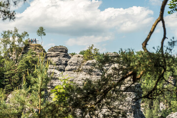 Ausblick auf Felsenburg Neurathen im Elbsandsteingebirge in der sächsischen Schweiz	
